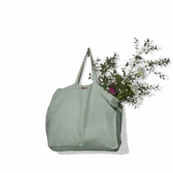 Cabas En Lin Lavé Merci - Vert Céladon -Mode Vêtements Magasin cabas en lin lave vert celadon 28164610228419