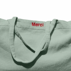 Cabas En Lin Lavé Merci - Vert Céladon -Mode Vêtements Magasin cabas en lin lave vert celadon 28164610261187