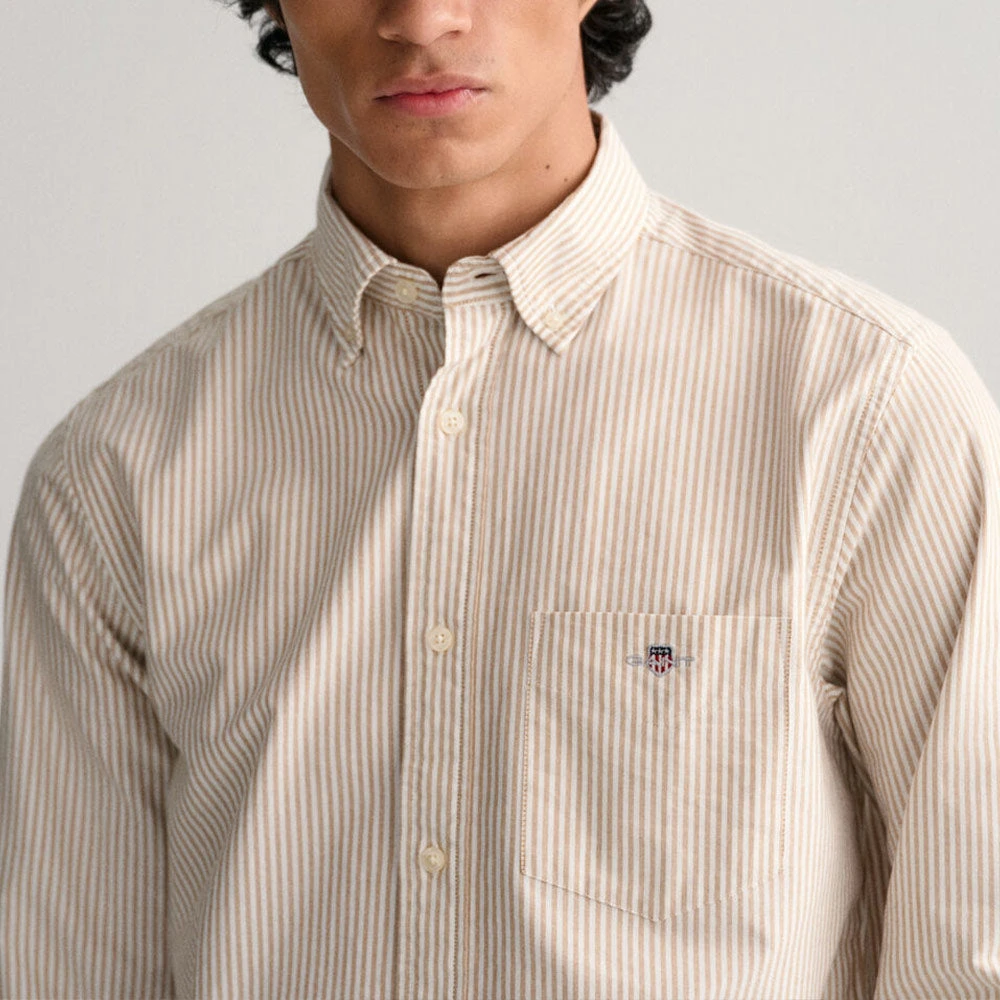 GANT - Chemise à Rayures Banker - Marron 5 GANT - Chemise à Rayures Banker - Marron – Image 3