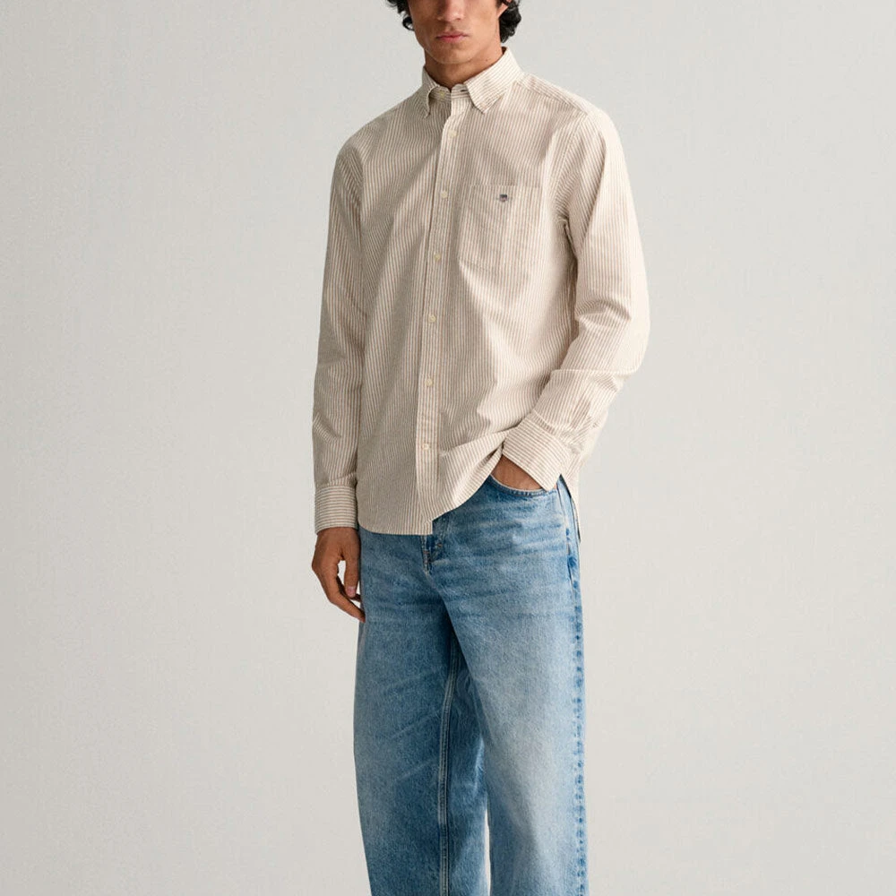 GANT - Chemise à Rayures Banker - Marron 9 GANT - Chemise à Rayures Banker - Marron – Image 7