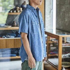 OrSlow - Chemise Chambray Work - Bleu -Mode Vêtements Magasin chemise5 5414a46c 5b7a 4daa b0bc 738a24e19676