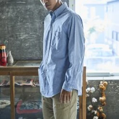 OrSlow - Chemise Oxford - Bleu -Mode Vêtements Magasin chemise5 56de9a82 12f4 4d26 9877 2c3cf76606e4