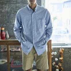 OrSlow - Chemise Oxford - Bleu -Mode Vêtements Magasin chemise6 a02c93d1 5812 4682 b8a0 e6080bc438e2