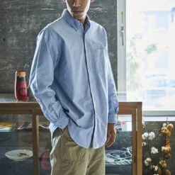 OrSlow - Chemise Oxford - Bleu -Mode Vêtements Magasin chemsue3