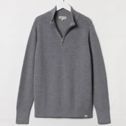 Merz B. Schwanen - Pullover Zip Merino - Gris
