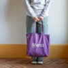 Merci - Tote Bag En Coton - Violet & Écru 1 Merci - Tote Bag En Coton - Violet & Écru -Mode Vêtements Magasin grd tote violet
