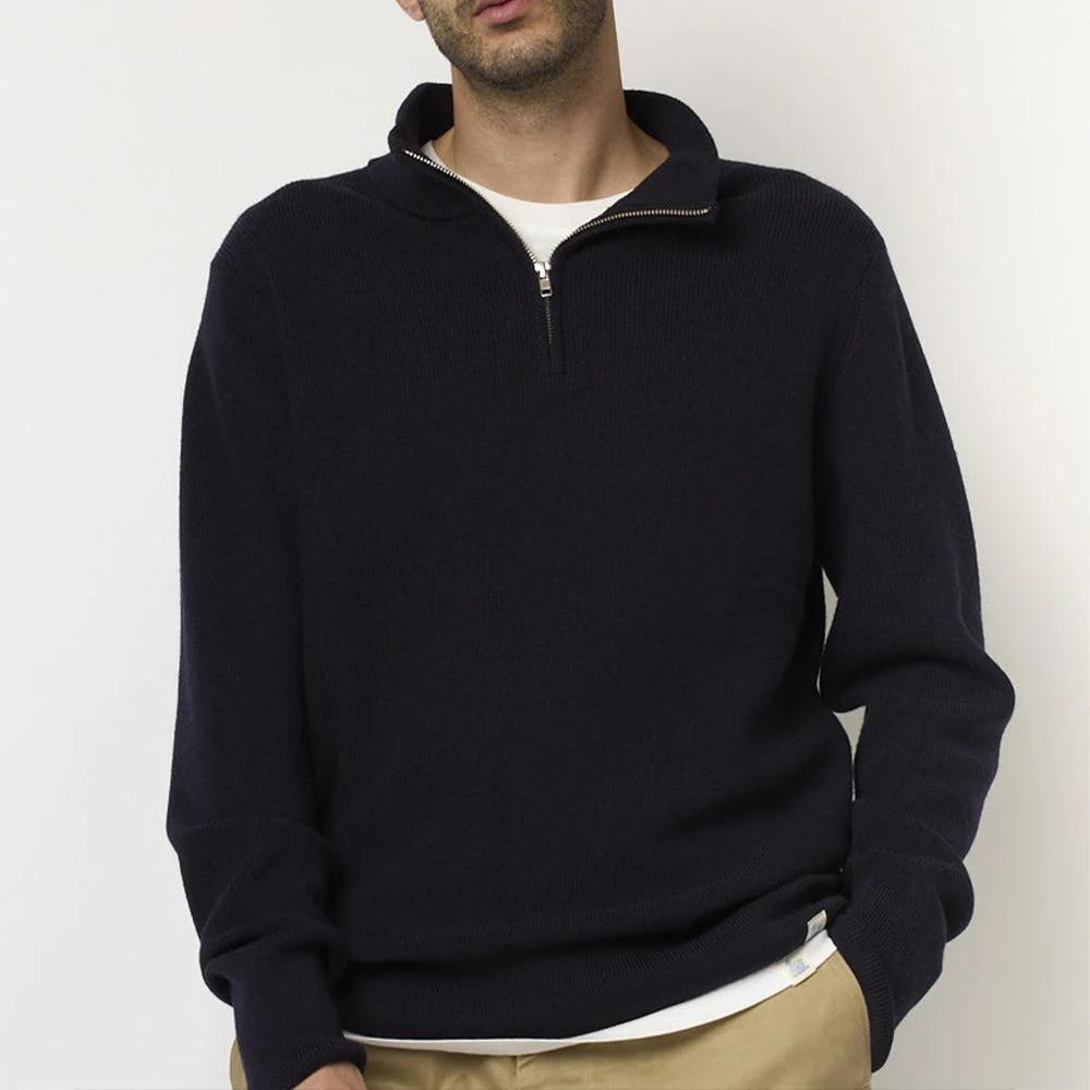 Merz B. Schwanen - Pullover Zip Merino - Marine 4 Merz B. Schwanen - Pullover Zip Merino - Marine – Image 2