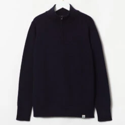 Merz B. Schwanen - Pullover Zip Merino - Marine