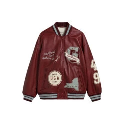 GANT - Veste En Cuire Varsity - Rouge