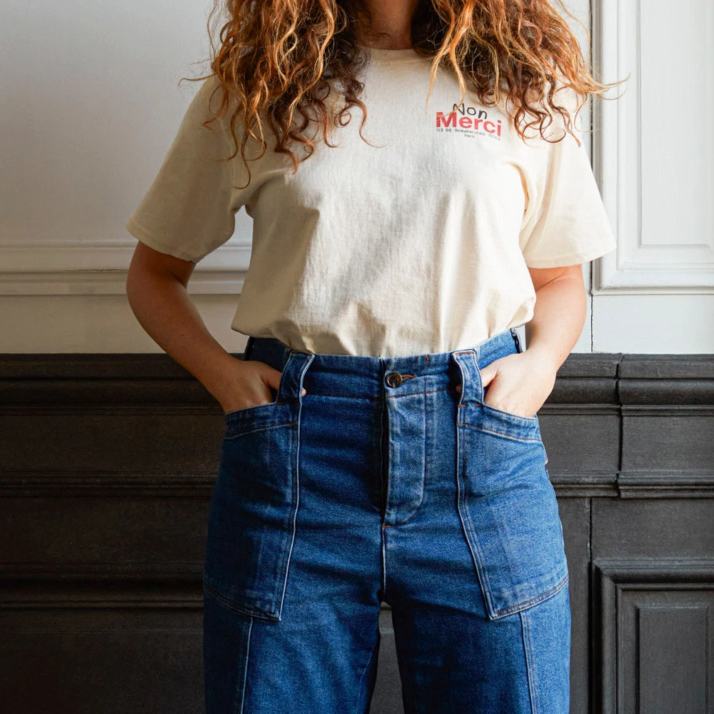 Merci - T-Shirt Unisexe Non Merci "Rive Droite" - Beige 3 Merci - T-Shirt Unisexe Non Merci "Rive Droite" - Beige