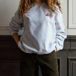 Merci - Sweat Unisexe Non Merci "Rive Droite" - Gris