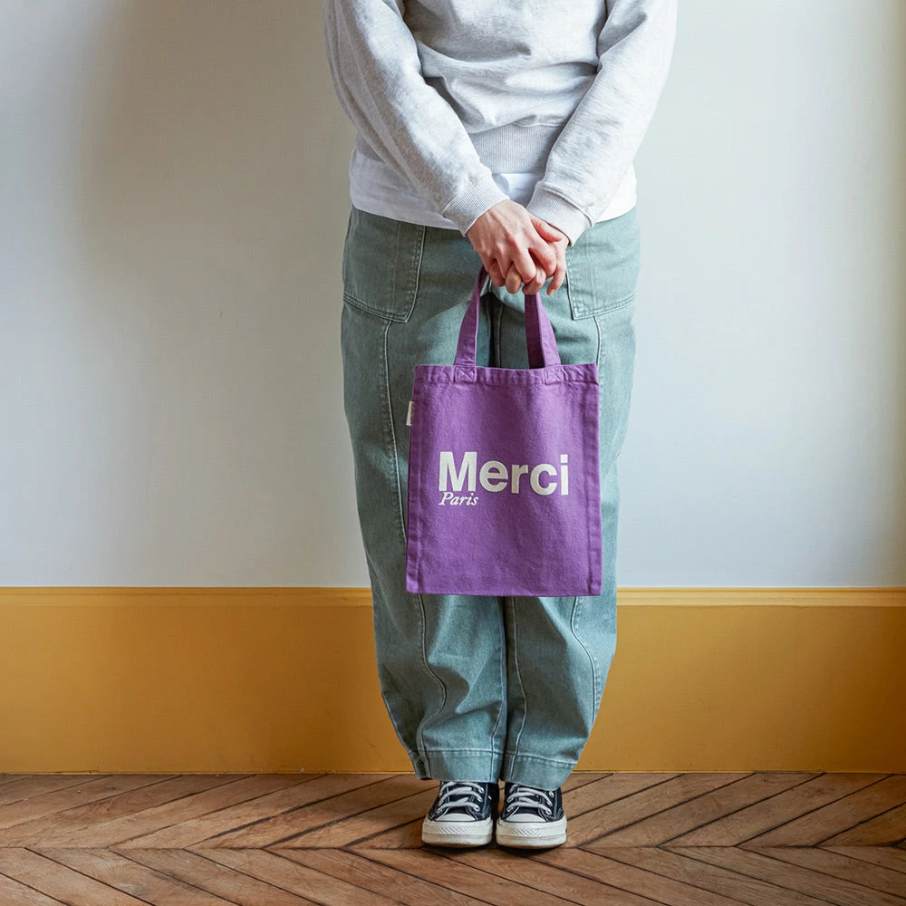 Merci - Tote Bag En Coton - Violet & Écru 5 Merci - Tote Bag En Coton - Violet & Écru – Image 3