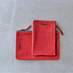 Merci - Pochette En Daim - Lolipop -Mode Vêtements Magasin pochette daim rouge 2tailles