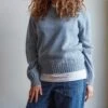 Merci - Pull En Laine Shetland Femme - Bleu Ciel