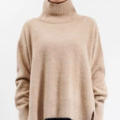 CT Plage - Pull Col Cheminée - Camel