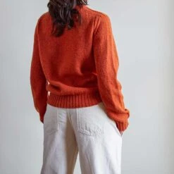 Merci - Pull En Laine Shetland Femme - Orange