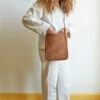 Merci - Sac En Daim - Cognac -Mode Vêtements Magasin sac daim camel middle cognac