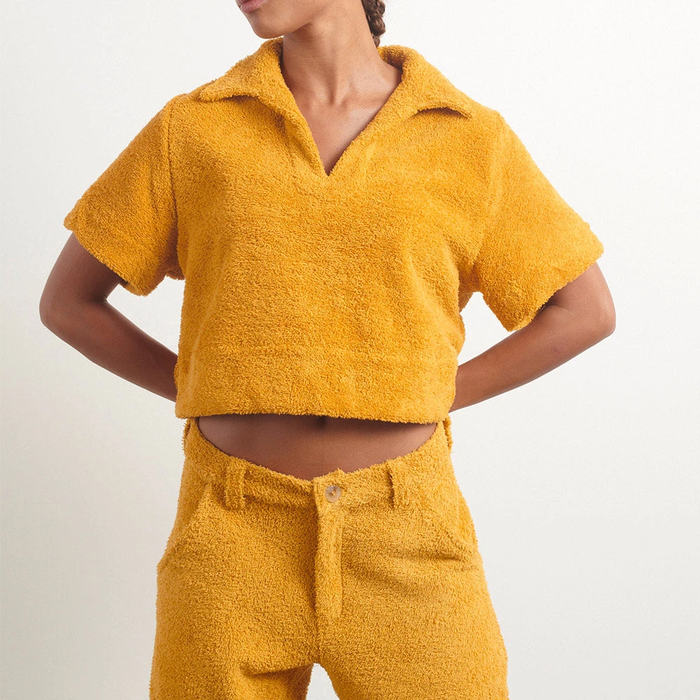 Simone Fan - T-shirt The Cropped Polo - Jaune 3 Simone Fan - T-shirt The Cropped Polo - Jaune