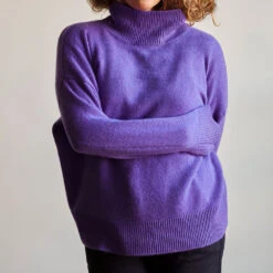 Merci - Pull Col Cheminée En Cachemire - Violet